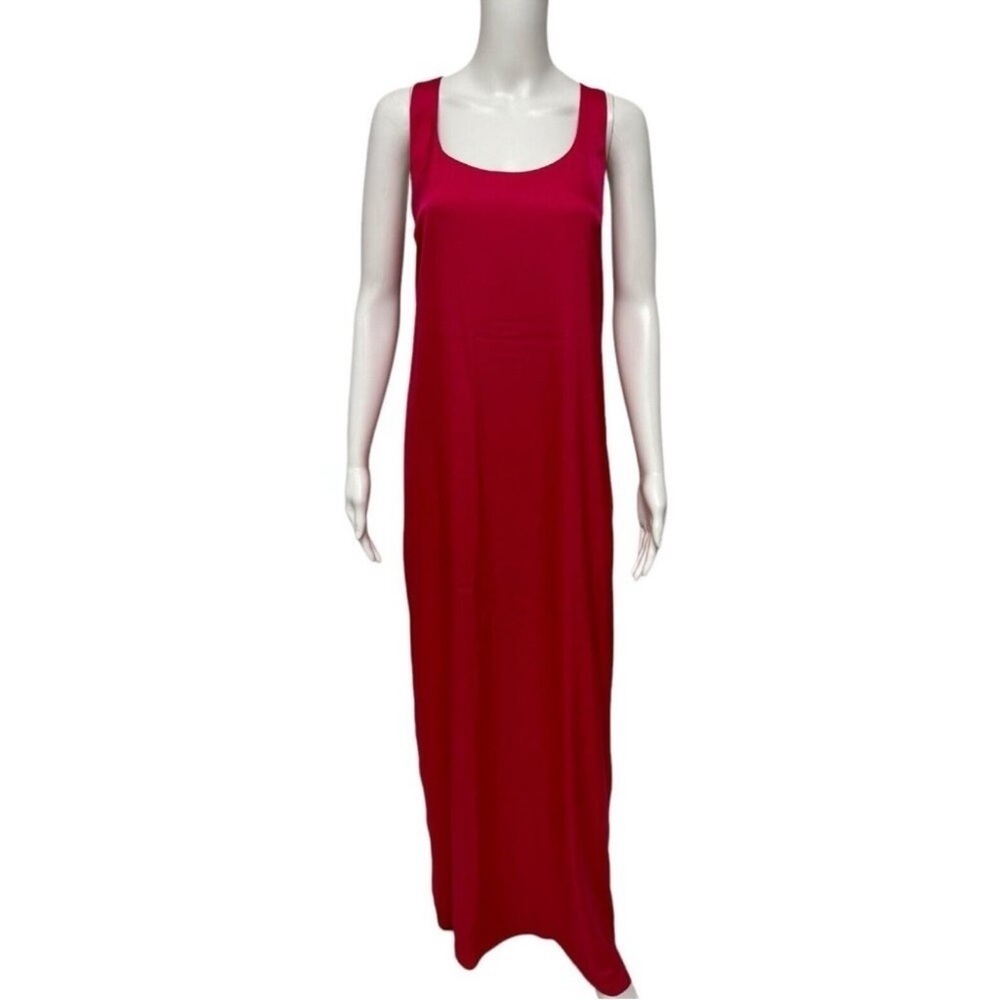 BCBG Max Azria Women’s Sleeveless Elegant Bright Pink Satin Maxi Dress